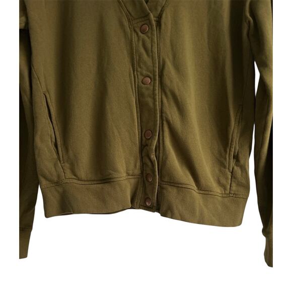 Pact Women’s Size Medium Olive Green 100% Organic Cotton Sweatshirt Cardigan - Picture 5 of 7